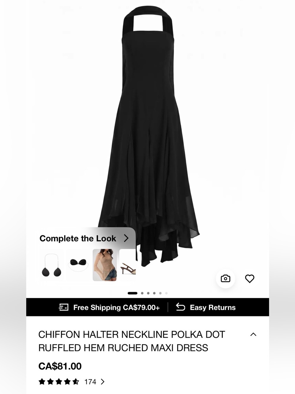 CIDER chiffon ruffled hem ruched maxi dress with neck scarf